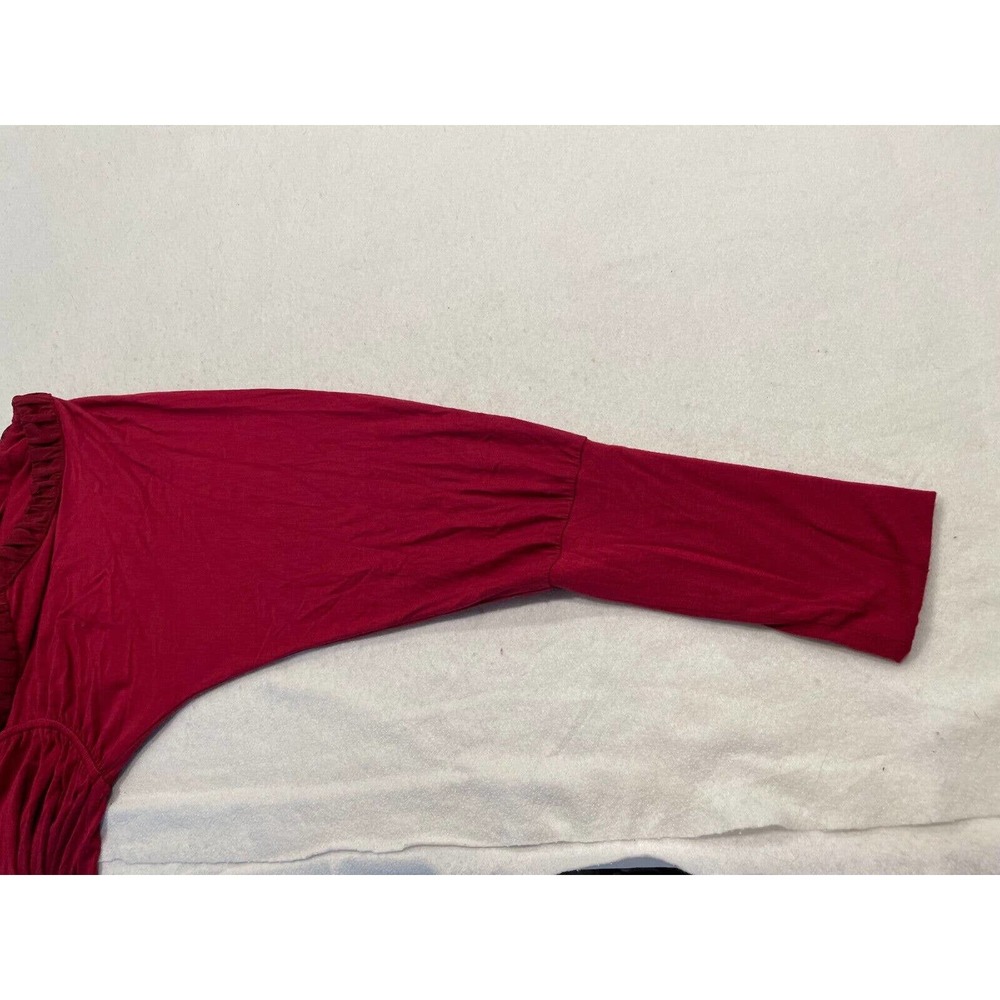 Kut from the Kloth Size S Ruffle Scoop Neck Mini Dress Dolman Batwing Sleeve Red - Picture 9 of 9